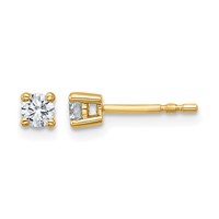 14K Yellow Gold 0.25 Carat Certified Lab Grown Diamond VS SI+ G+ Round Complete Four Prong Heavyweight Stud Earrings view 1