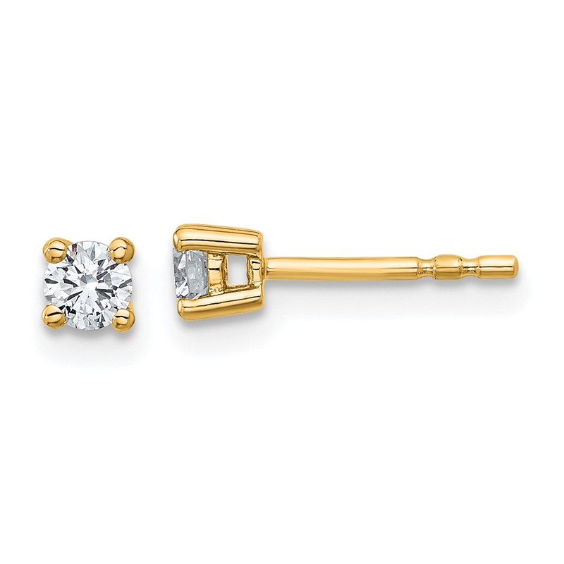 14k Yellow Gold 1/4 ctw Lab Grown Diamond VS/SI+ G+ Round 4 Prong Heavy Wt. Stud Earrings