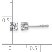 18K White Gold 0.33 Carat Lab Grown Diamond VS+ F+ Round Complete Four Prong Stud Earrings view 5