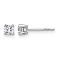 18K White Gold 0.33 Carat Lab Grown Diamond VS+ F+ Round Complete Four Prong Stud Earrings view 1