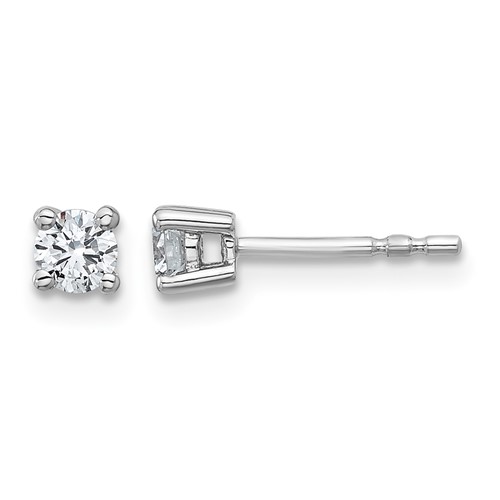 18K White Gold 0.33 Carat Lab Grown Diamond VS+ F+ Round Complete Four Prong Stud Earrings