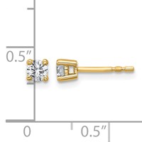 18K Yellow Gold 0.33 Carat Lab Grown Diamond VS+ F+ Round Complete Four Prong Stud Earrings view 4