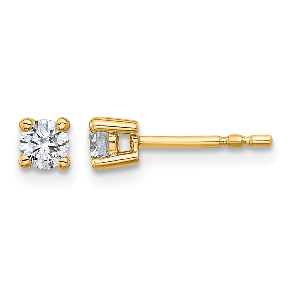 18K Yellow Gold 0.33 Carat Lab Grown Diamond VS+ F+ Round Complete Four Prong Stud Earrings