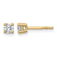 18K Yellow Gold 0.33 Carat Lab Grown Diamond VS+ F+ Round Complete Four Prong Stud Earrings view 1