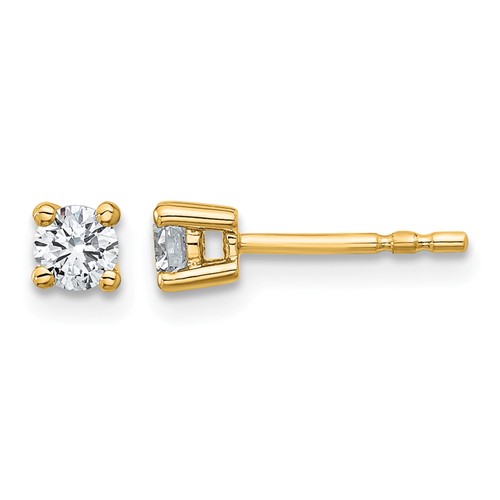 18K Yellow Gold 0.33 Carat Certified Lab Grown Diamond VS+ F+ Round Complete Four Prong Stud Earrings