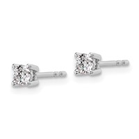 Sterling Silver Rhodium-plated 0.33 Carat Lab Grown Diamond VS SI+ G+ Round Complete Four Prong Stud Earrings view 2