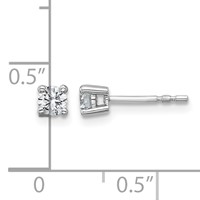 Sterling Silver Rhodium-plated 0.33 Carat Lab Grown Diamond VS SI+ G+ Round Complete Four Prong Stud Earrings view 5