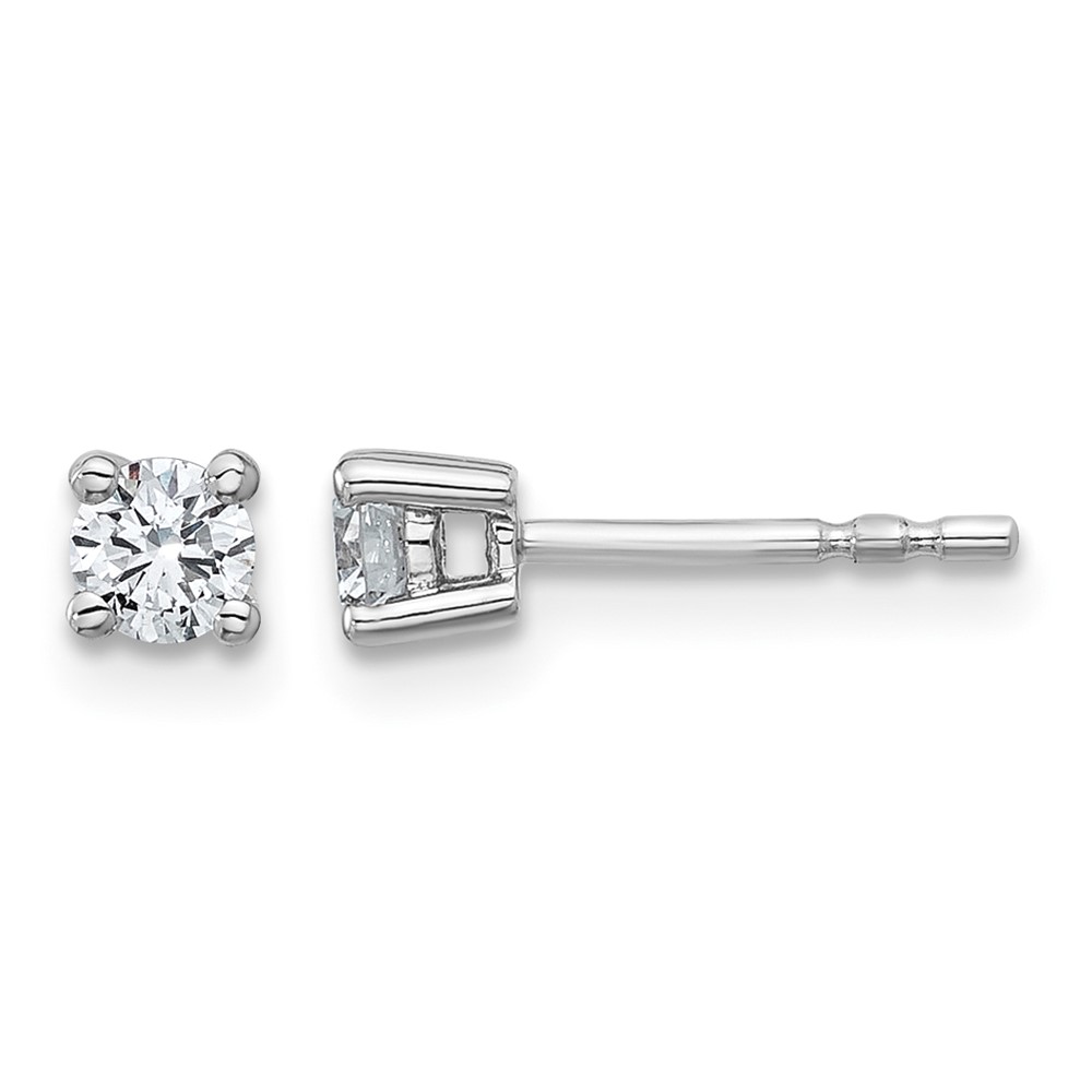 Sterling Silver Rhodium-plated 0.33 Carat Lab Grown Diamond VS SI+ G+ Round Complete Four Prong Stud Earrings