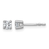 Sterling Silver Rhodium-plated 0.33 Carat Lab Grown Diamond VS SI+ G+ Round Complete Four Prong Stud Earrings view 1