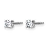 14K White Gold 0.33 Carat Lab Grown Diamond VS SI+ G+ Round Complete Four Prong Heavyweight Stud Earrings view 2