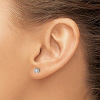 14K White Gold 0.33 Carat Lab Grown Diamond VS SI+ G+ Round Complete Four Prong Heavyweight Stud Earrings view 3