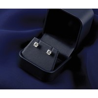 Sterling Silver Rhodium-plated 0.33 Carat Lab Grown Diamond VS SI+ G+ Round Complete Four Prong Stud Earrings view 4