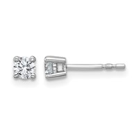 14K White Gold 0.33 Carat Lab Grown Diamond VS SI+ G+ Round Complete Four Prong Heavyweight Stud Earrings view 1