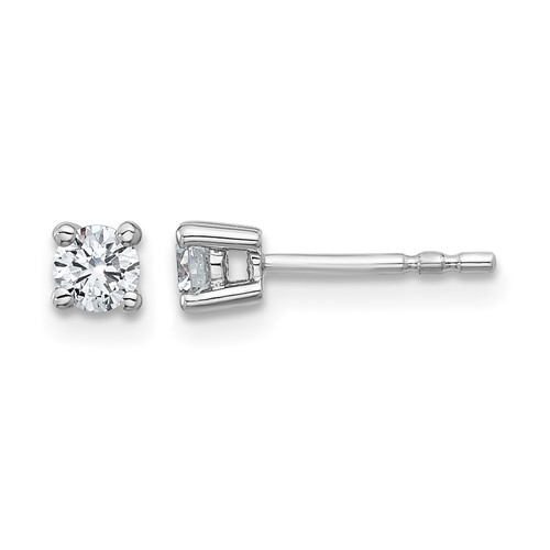 14K White Gold 0.33 Carat Lab Grown Diamond VS SI+ G+ Round Complete Four Prong Heavyweight Stud Earrings
