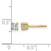 14K Yellow Gold 0.33 Carat Certified Lab Grown Diamond VS SI+ G+ Round Complete Four Prong Heavyweight Stud Earrings view 5
