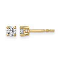 14K Yellow Gold 0.33 Carat Certified Lab Grown Diamond VS SI+ G+ Round Complete Four Prong Heavyweight Stud Earrings view 1