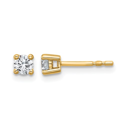 14K Yellow Gold 0.33 Carat Lab Grown Diamond VS SI+ G+ Round Complete Four Prong Heavyweight Stud Earrings
