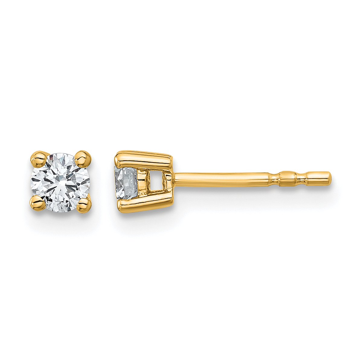 14k Yellow Gold 3/8 ctw Lab Grown Diamond VS+ F+ Round 4 Prong Heavy Wt. Stud Earrings (EM1006-037-LD)