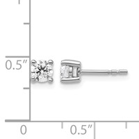 18K White Gold 0.50 Carat Lab Grown Diamond VS+ F+ Round Complete Four Prong Stud Earrings view 5