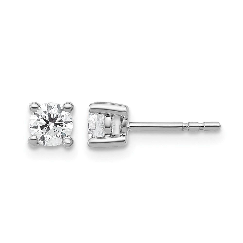 18K White Gold 0.50 Carat Lab Grown Diamond VS+ F+ Round Complete Four Prong Stud Earrings