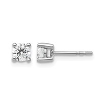 18K White Gold 0.50 Carat Lab Grown Diamond VS+ F+ Round Complete Four Prong Stud Earrings view 1