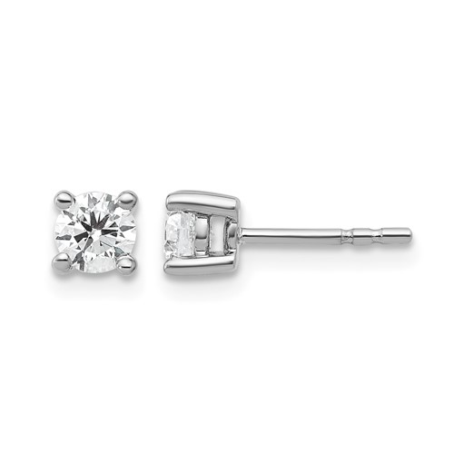 18K White Gold 0.50 Carat Lab Grown Diamond VS+ F+ Round Complete Four Prong Stud Earrings