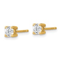 18K Yellow Gold 0.50 Carat Lab Grown Diamond VS+ F+ Round Complete Four Prong Stud Earrings view 2