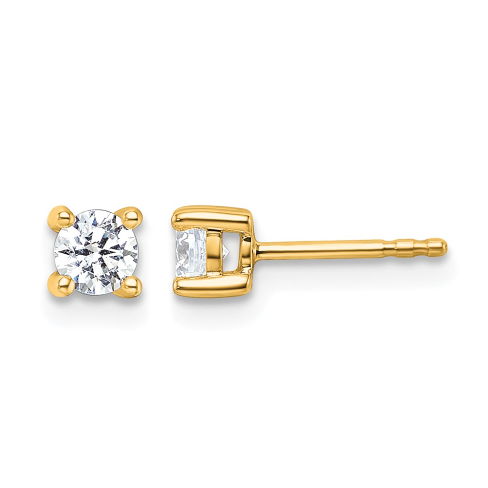 18K Yellow Gold 0.50 Carat Lab Grown Diamond VS+ F+ Round Complete Four Prong Stud Earrings