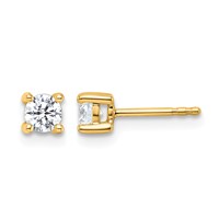 18K Yellow Gold 0.50 Carat Lab Grown Diamond VS+ F+ Round Complete Four Prong Stud Earrings view 1