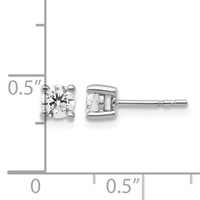 Platinum 0.50 Carat Lab Grown Diamond VS+ F+ Round Complete Four Prong Stud Earrings view 5