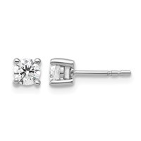Platinum 0.50 Carat Lab Grown Diamond VS+ F+ Round Complete Four Prong Stud Earrings view 1