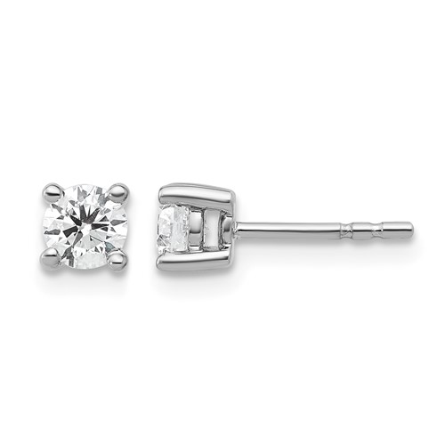 Platinum 0.50 Carat Lab Grown Diamond VS+ F+ Round Complete Four Prong Stud Earrings