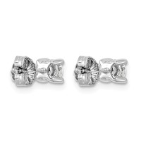 Sterling Silver Rhodium-plated 0.50 Carat Lab Grown Diamond VS SI+ G+ Round Complete Four Prong Stud Earrings view 3