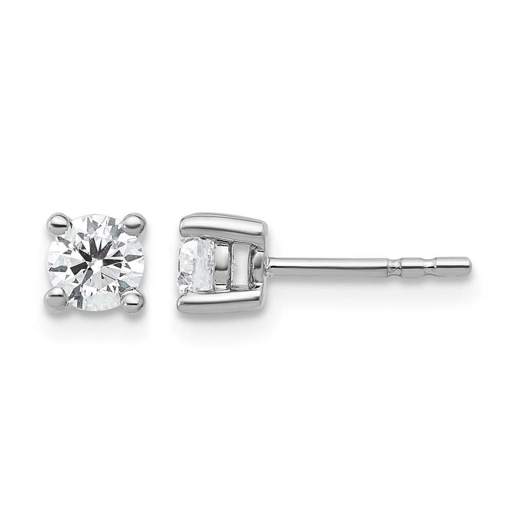 Sterling Silver Rhodium-plated 0.50 Carat Lab Grown Diamond VS SI+ G+ Round Complete Four Prong Stud Earrings