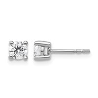 Sterling Silver Rhodium-plated 0.50 Carat Lab Grown Diamond VS SI+ G+ Round Complete Four Prong Stud Earrings view 1