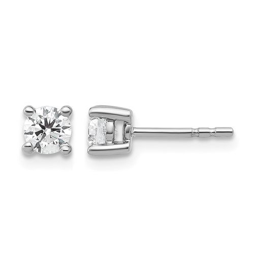 Sterling Silver Rhodium-plated 0.50 Carat Lab Grown Diamond VS SI+ G+ Round Complete Four Prong Stud Earrings