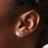 14K White Gold 0.50 Carat Certified Lab Grown Diamond VS+ F+ Round Complete Four Prong Heavyweight Stud Earrings view 3