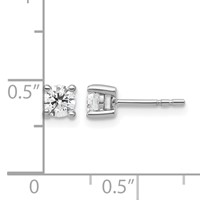 14K White Gold 0.50 Carat Certified Lab Grown Diamond VS+ F+ Round Complete Four Prong Heavyweight Stud Earrings view 5