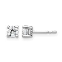 14K White Gold 0.50 Carat Certified Lab Grown Diamond VS+ F+ Round Complete Four Prong Heavyweight Stud Earrings view 1