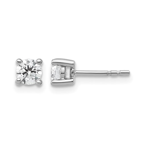 14K White Gold 0.5 Carat Lab Grown Diamond Vs+ F+ Round Complete Four Prong Heavyweight Stud Earrings