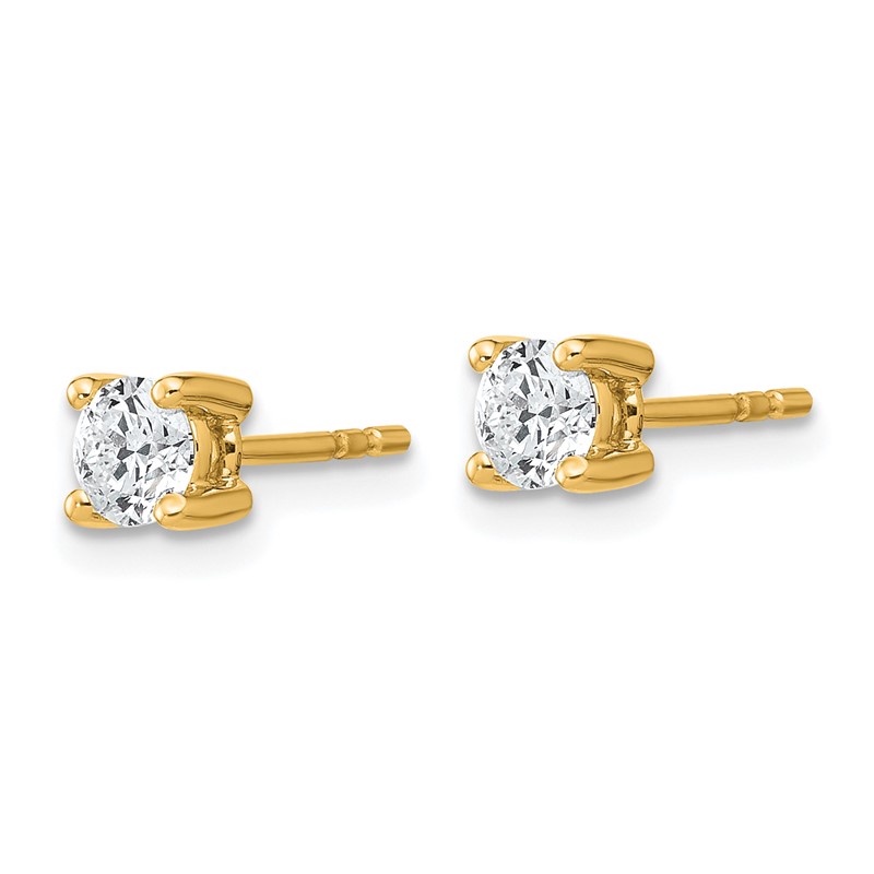 14k Yellow Gold 1/2 ctw Certified Lab Grown Diamond VS+ F+ Round 4 Prong Heavy Wt. Stud Earrings