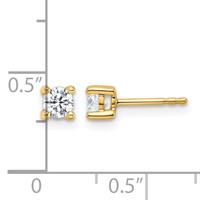14K Yellow Gold 0.50 Carat Certified Lab Grown Diamond VS+ F+ Round Complete Four Prong Heavyweight Stud Earrings view 5