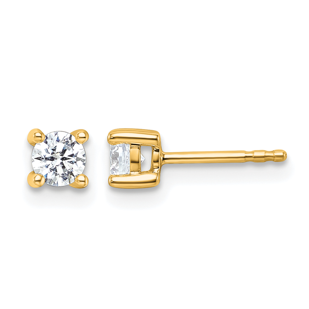 14k 1/2 carat Certified Lab Grown Diamond VS+ F+ Round Complete Four Prong Heavyweight Stud Earrings (EM1006-050C-LD)