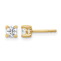 14K Yellow Gold 0.50 Carat Certified Lab Grown Diamond VS+ F+ Round Complete Four Prong Heavyweight Stud Earrings view 1