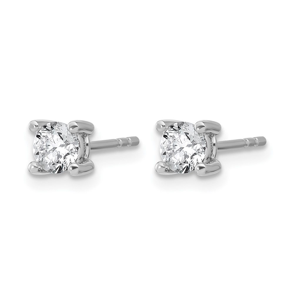 14k White Gold 5/8 carat Lab Grown Diamond VS+ F+ Round Complete Four Prong Heavyweight Stud Earrings (EM1006-066-WLD)