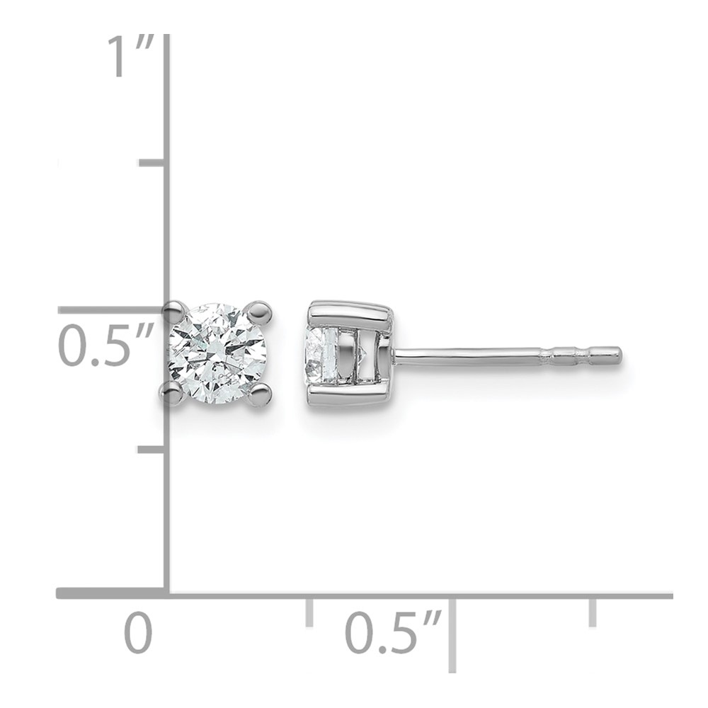 14k White Gold 5/8 carat Lab Grown Diamond VS+ F+ Round Complete Four Prong Heavyweight Stud Earrings (EM1006-066-WLD)