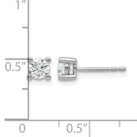 14K White Gold 0.62 Carat Lab Grown Diamond VS SI+ G+ Round Complete Four Prong Heavyweight Stud Earrings view 5