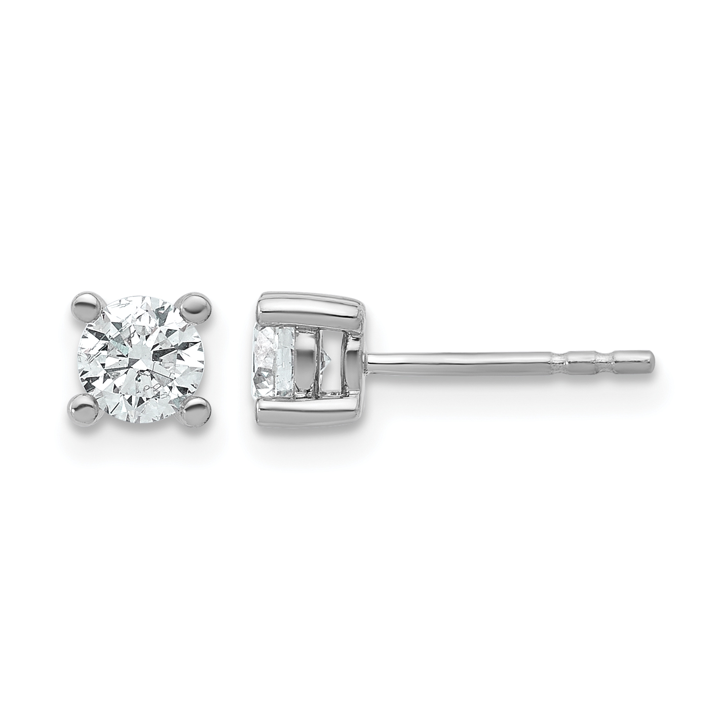 14k White Gold 5/8 carat Lab Grown Diamond VS+ F+ Round Complete Four Prong Heavyweight Stud Earrings (EM1006-066-WLD)