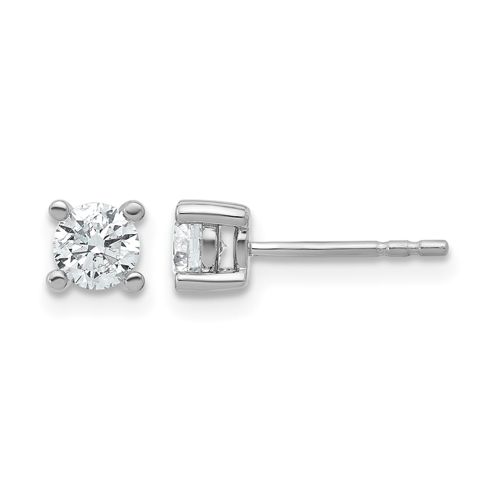 14k White Gold 5/8 carat Lab Grown Diamond VS+ F+ Round Complete Four Prong Heavyweight Stud Earrings (EM1006-066-WLD)