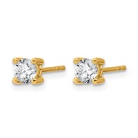 14K Yellow Gold 0.62 Carat Lab Grown Diamond VS SI+ G+ Round Complete Four Prong Heavyweight Stud Earrings view 2